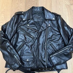 Men's Black Leather Biker Jacket